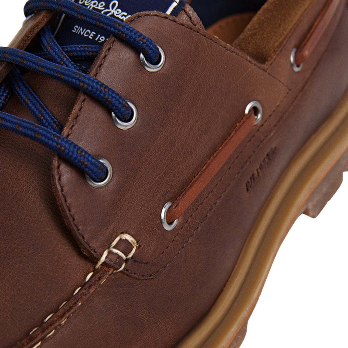 Baskets Bateau En Cuir brun, PEPE JEANS