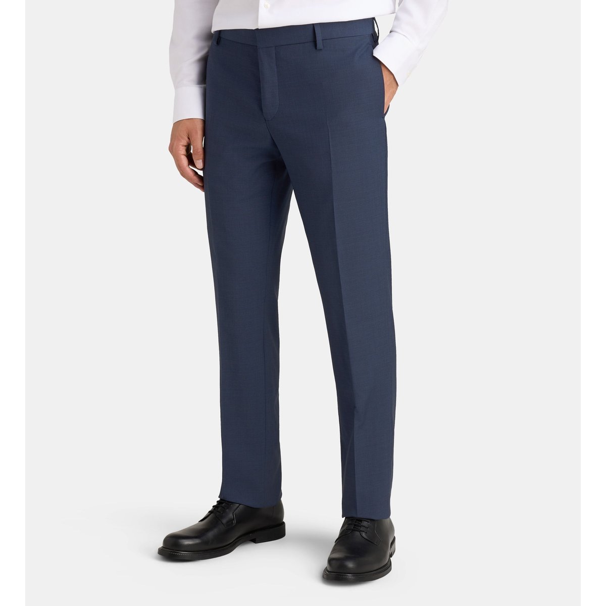 Pantalon de costume ajusté bellino armure laine bleu marine, COMPTOIR GL
