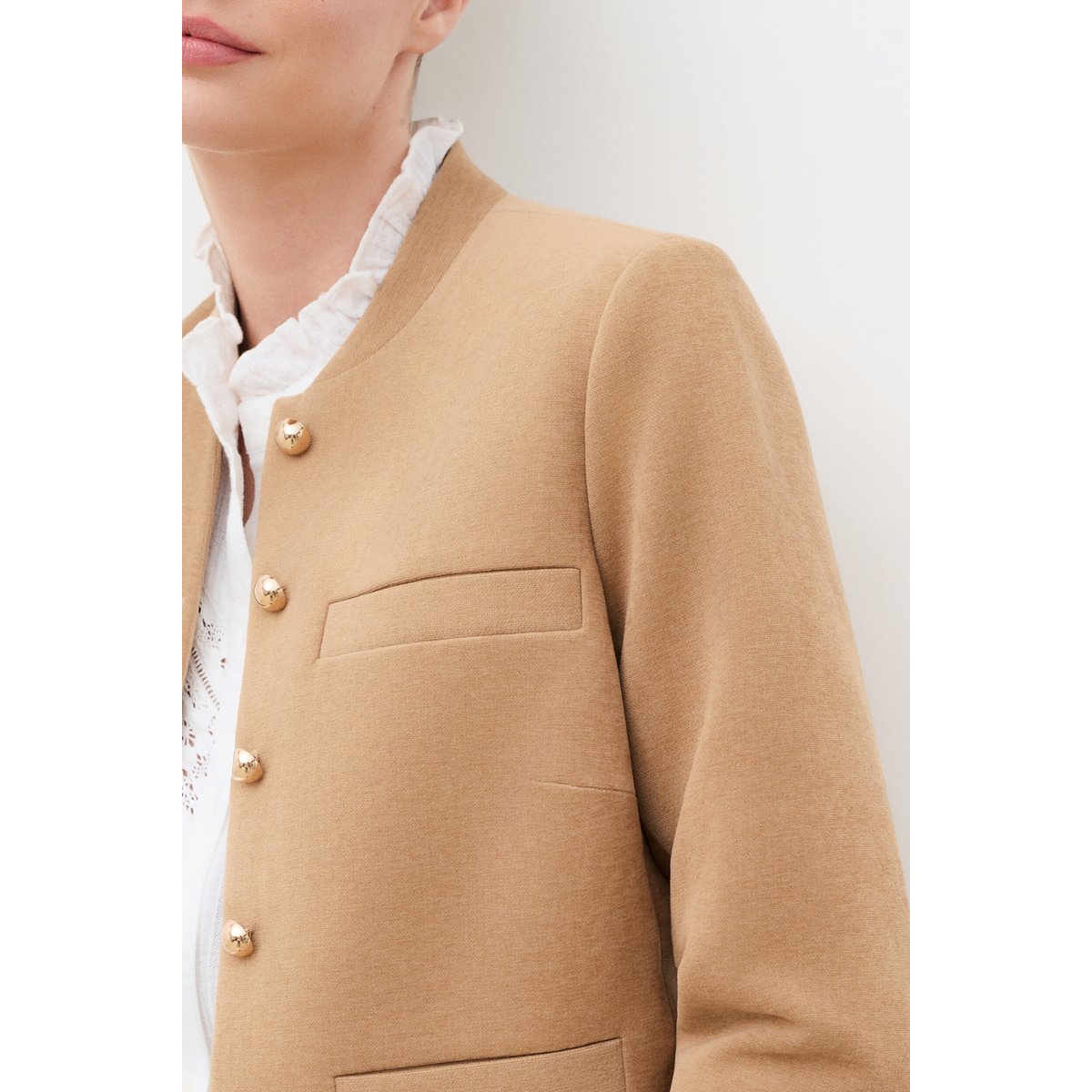 Veste droite col rond VJOSEPHINE marron clair, CAROLL