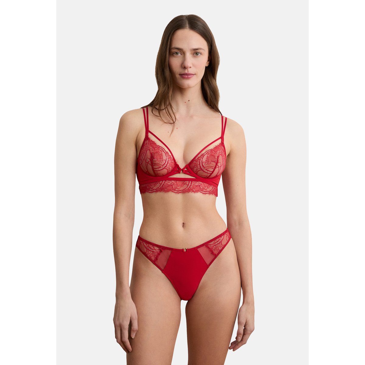 Soutien-gorge bustier en dentelle VERTIGE rouge, ETAM