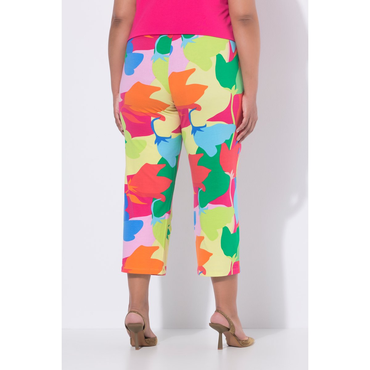 Pantalon 7/8 en jersey, imprimé coloré rose vif, ULLA POPKEN