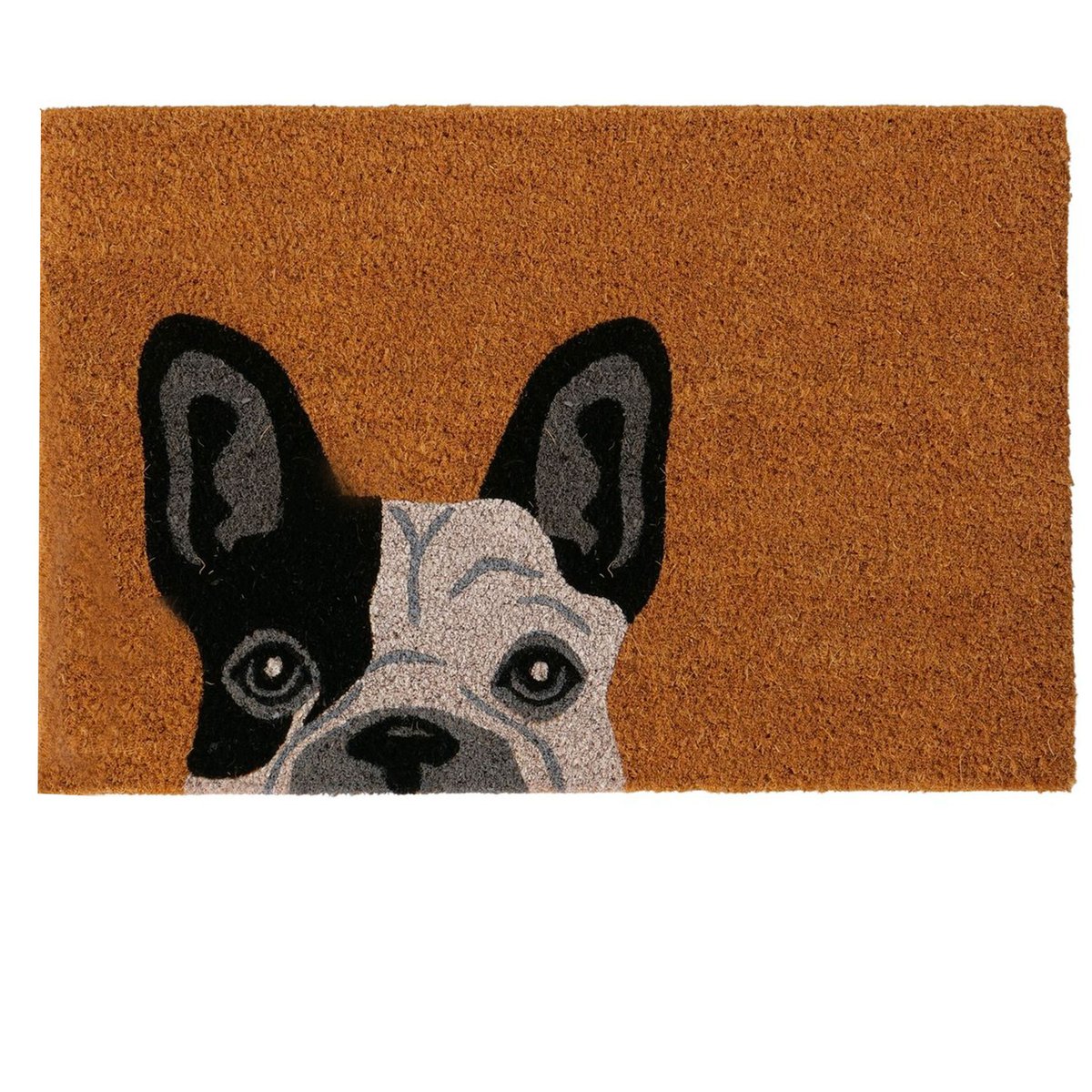 Paillasson coco chien bulldog 60x40x1.5cm marron, WADIGA