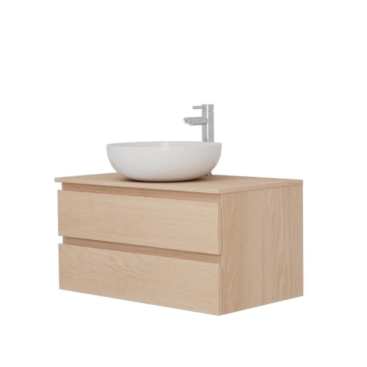 Ensemble meuble simple vasque 80 cm + vasque + robinet SORRENTO chêne, MOB IN