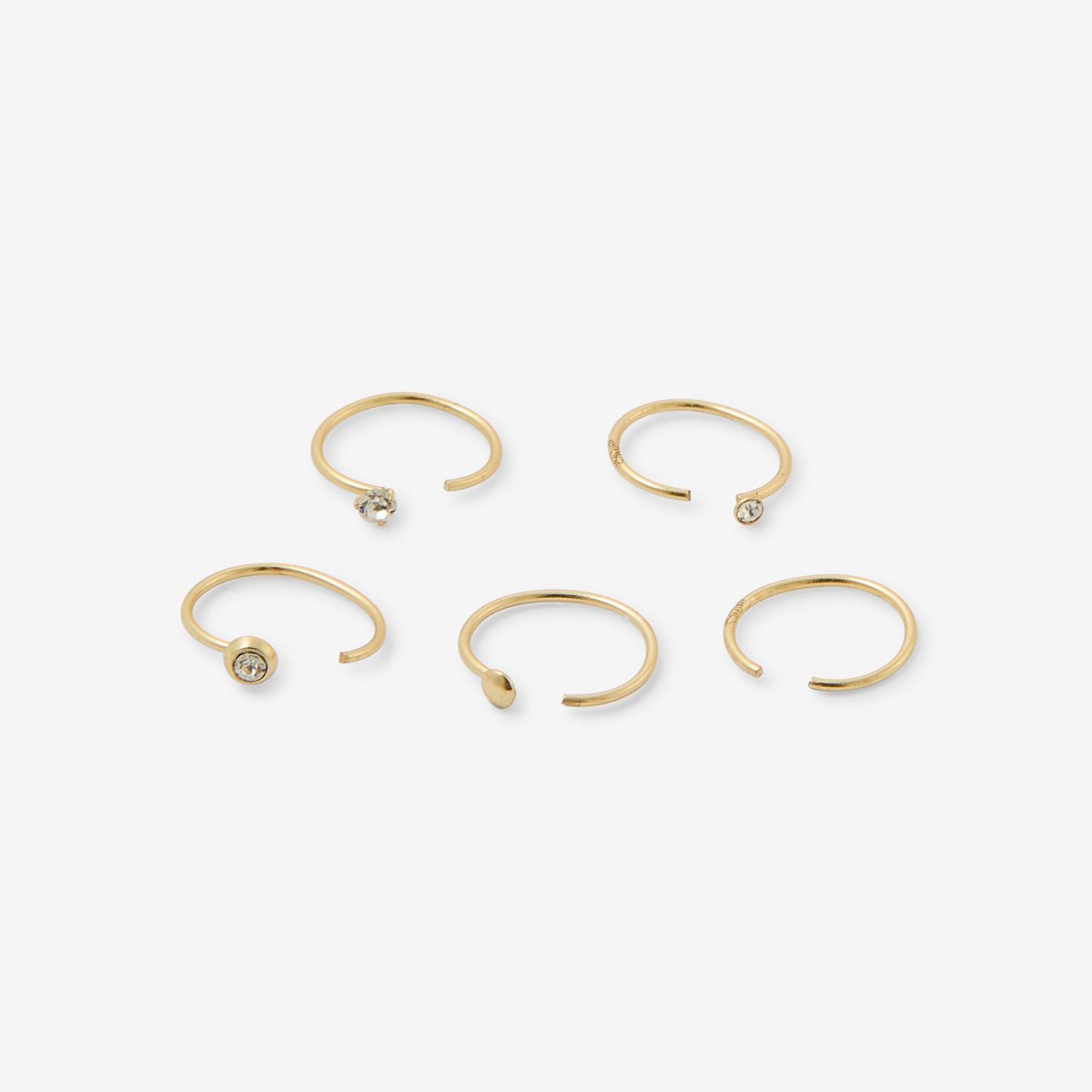 Set de 5 piercings nez anneaux dorés en argent garanti 925 doré, BALABOOSTE
