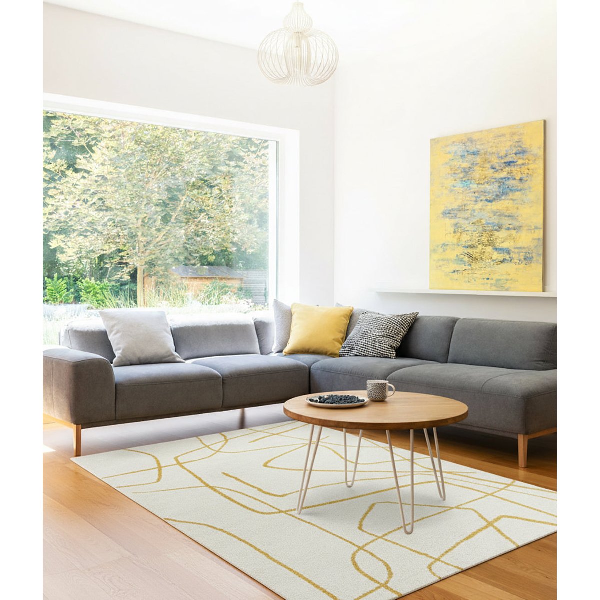 Tapis doux et design LUMEN jaune naturel, AFK LIVING