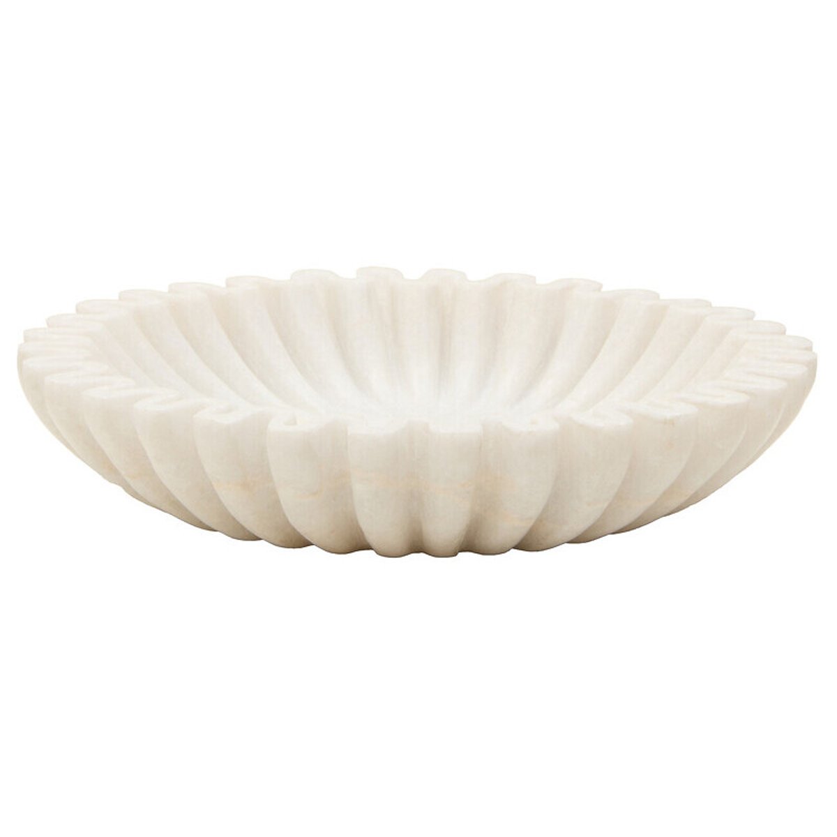 Small Decorative Fluted Marble Bowl in White white, FIFTY FIVE SOUTH