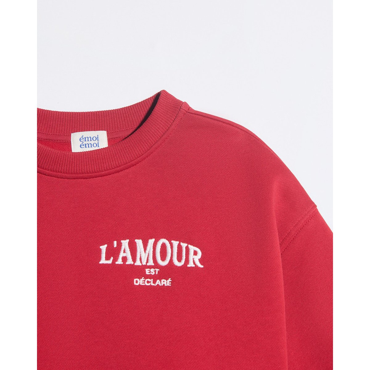 Sweat L'amour est déclaré brodé rouge crimson, EMOI EMOI
