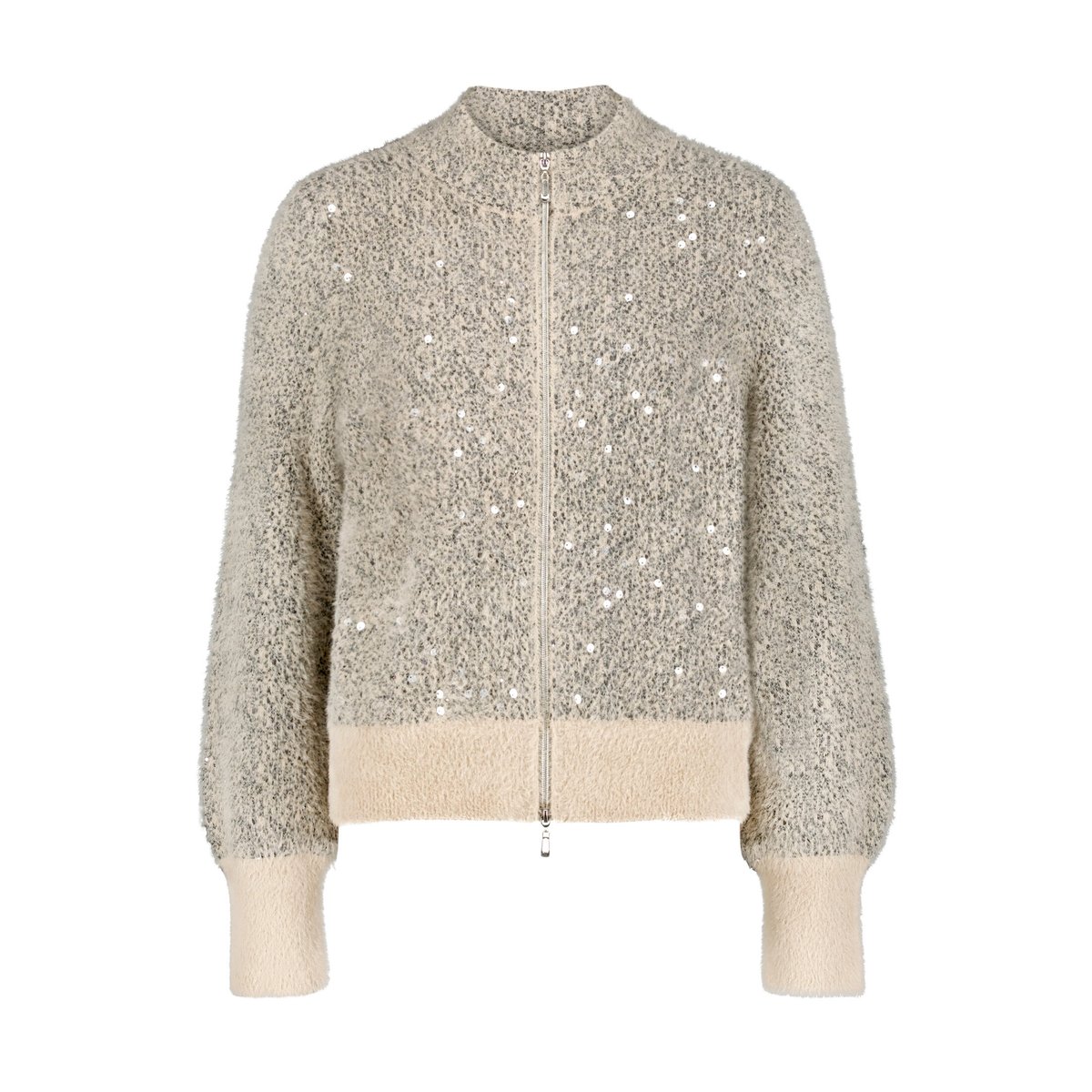 Cardigan en grosse maille à application patch taupe/grey, BETTY BARCLAY