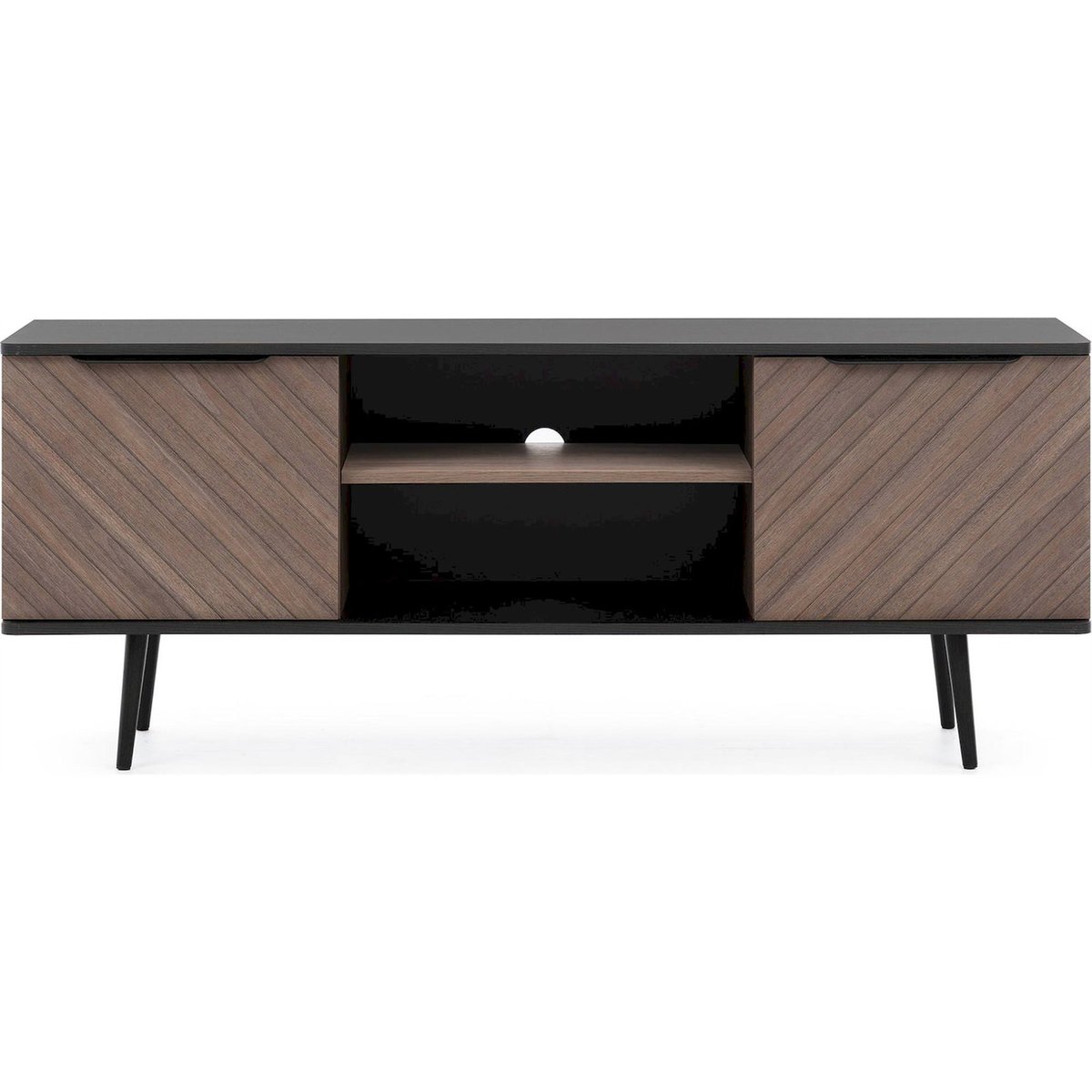 Meuble tv collection RINNILI noir graphite et effet bois captains deck, RECOLLECTION