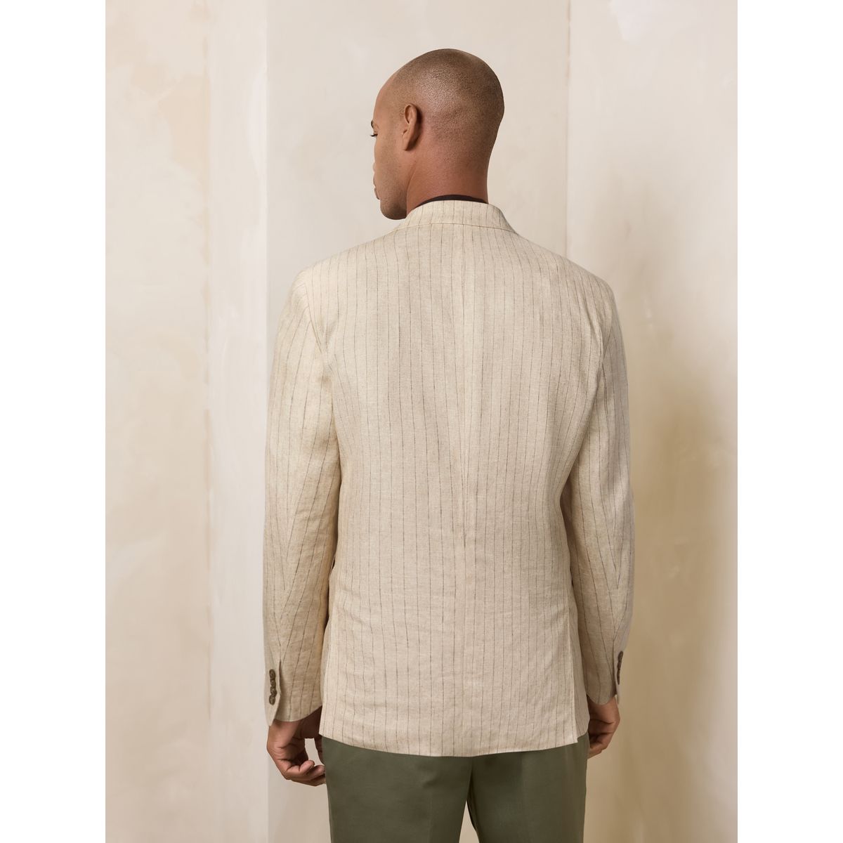 Blazer croisé en lin mélangé rayé n. premium naturel, NEXT