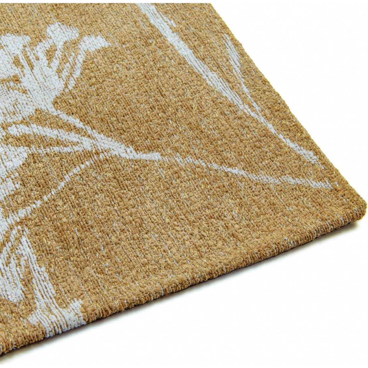 Tapis intérieur extérieur, PARSLEY doré miel motif blanc herbier, RECOLLECTION