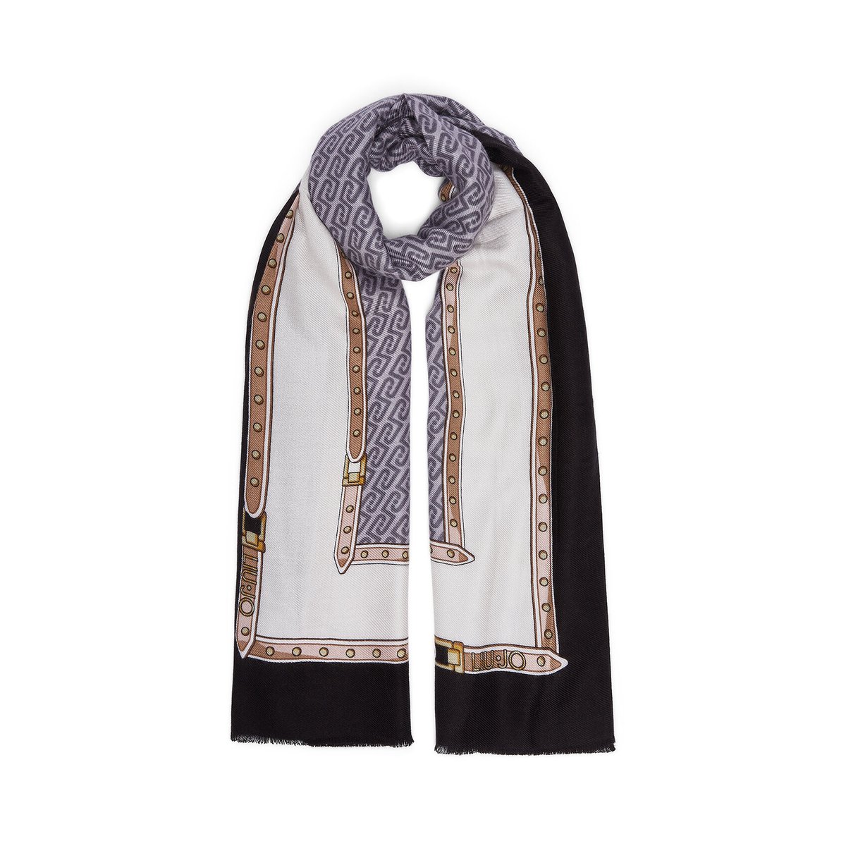 Étole avec logo monogramme noir, LIU JO