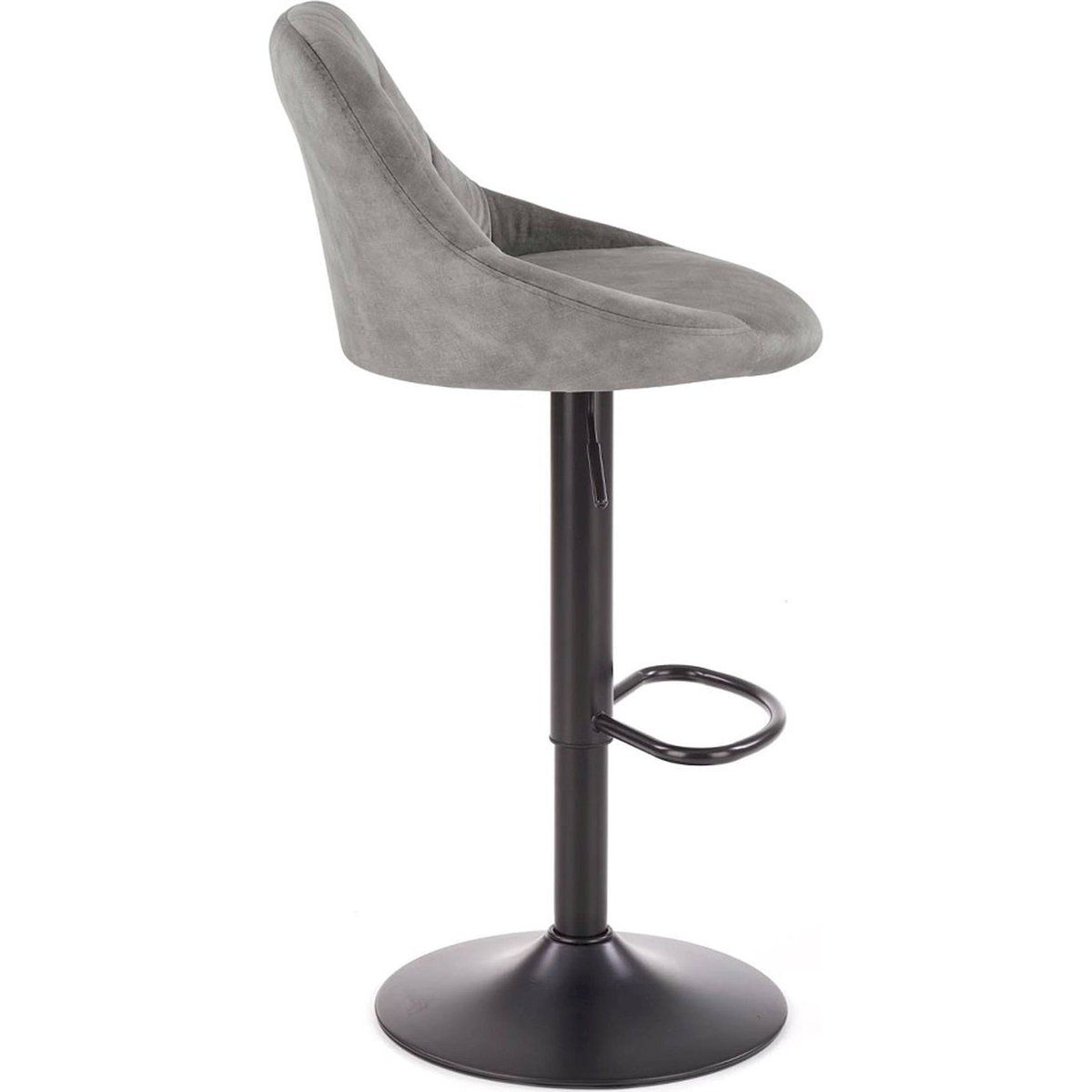 Tabouret de bar réglable en velours matelassé gris cendré velours, RECOLLECTION