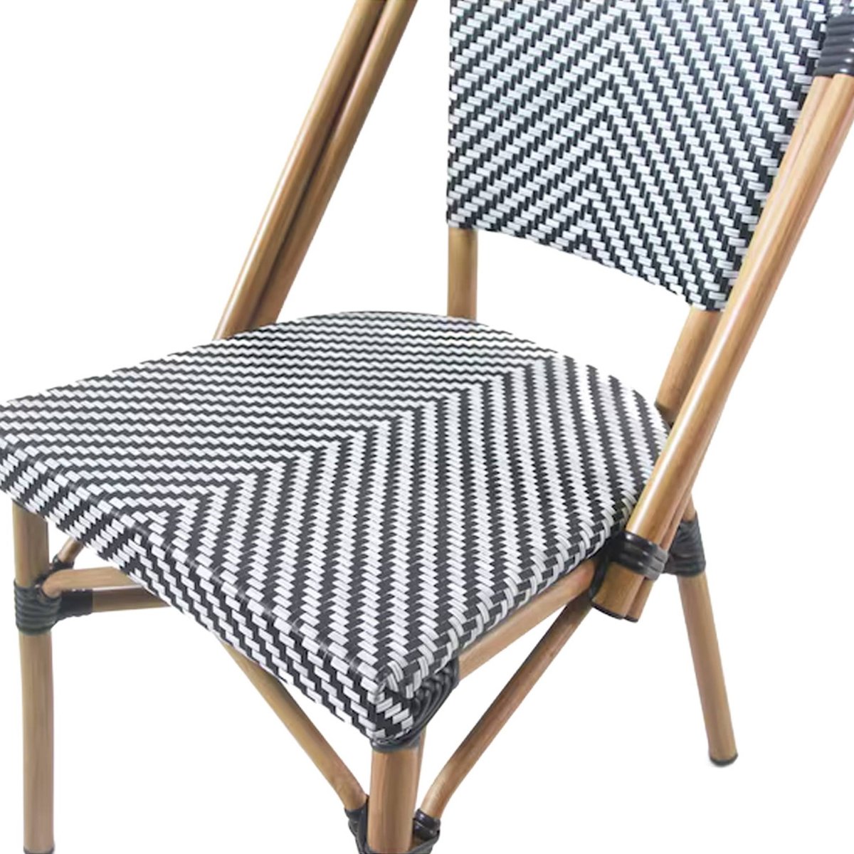 Chaise de terrasse bistrot en textile et aluminium motif chevrons noir et blanc (lot de 2) RIVOLI noir, SWEEEK