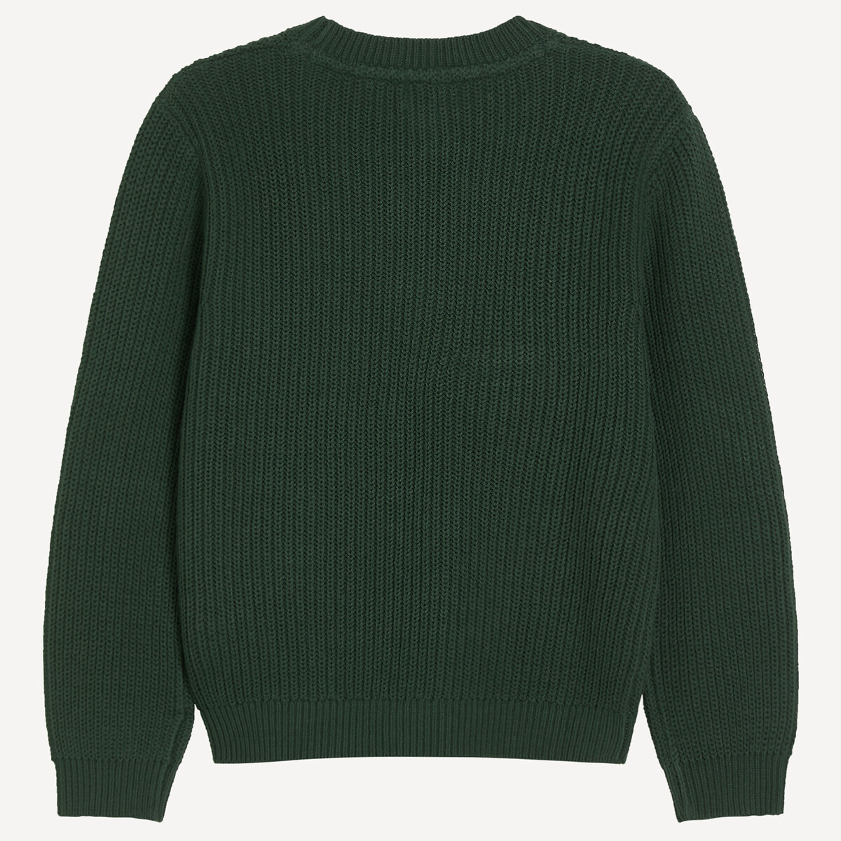 Jersey con cuello redondo de punto de canalé verde, LA REDOUTE COLLECTIONS