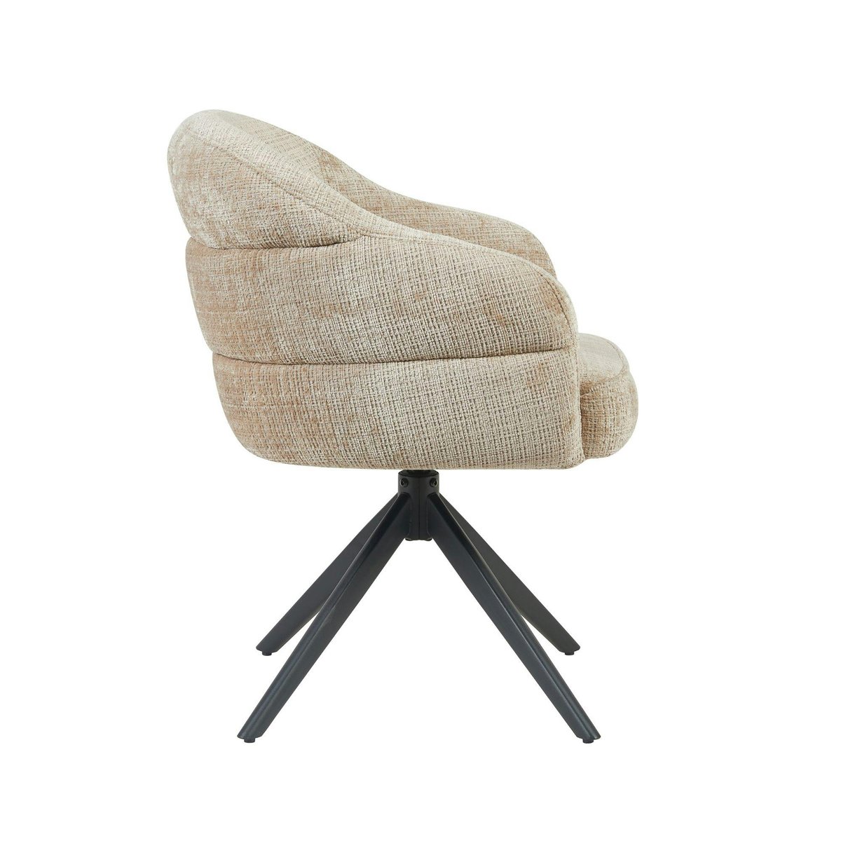 Chaise arrondie pivotante en tissu chenille (lot de 2) CORTINA beige, PIER IMPORT