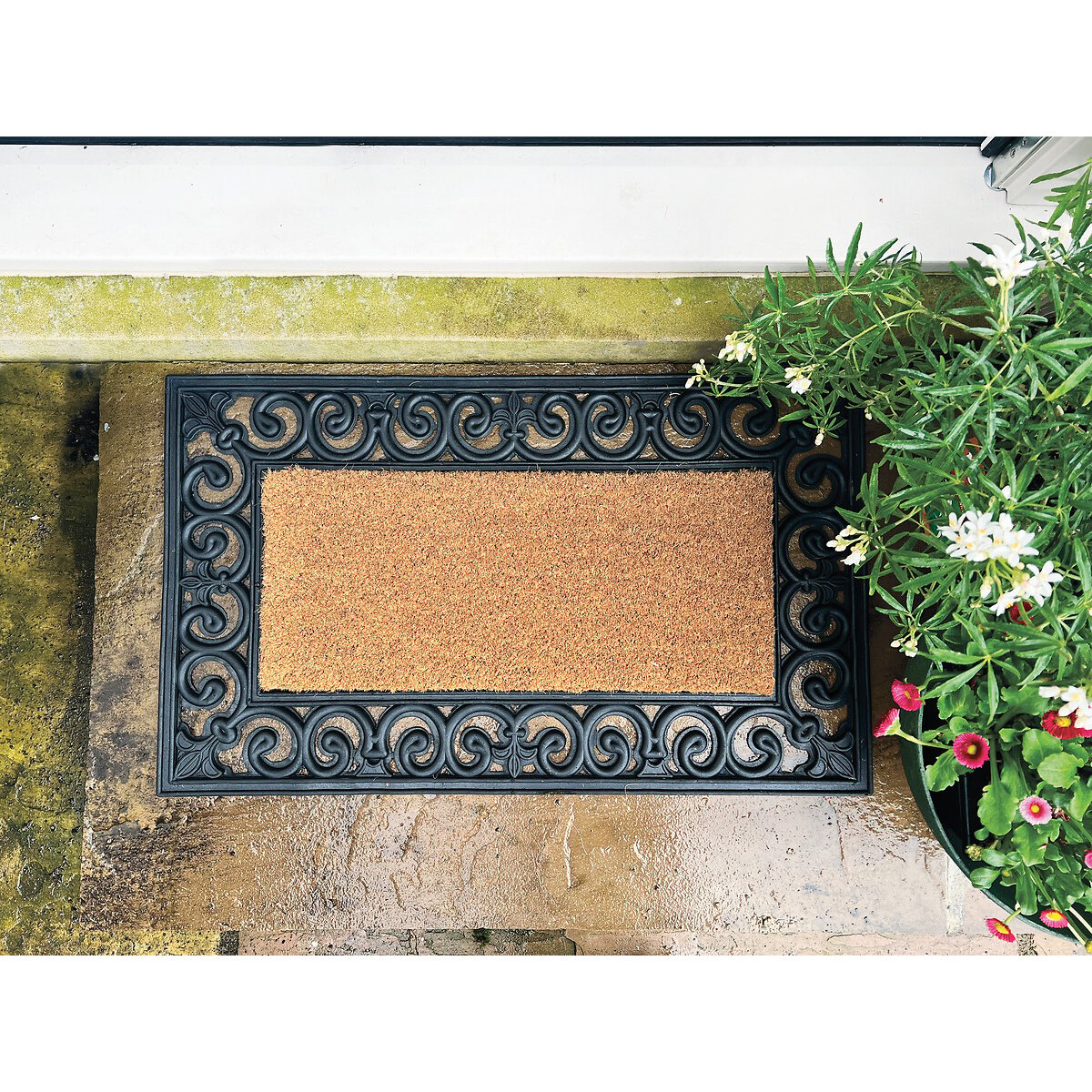 Scroll Pattern Doormat Surround black, MY MAT COIR