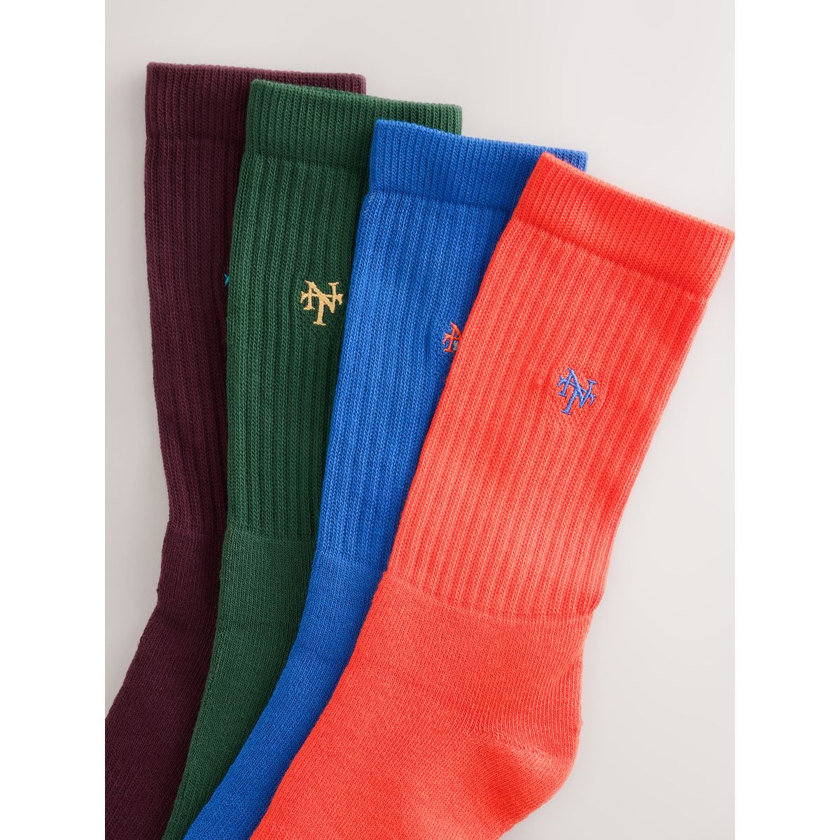 Chaussettes de sport, 4 paires logo rouge vif/bleu, NEXT