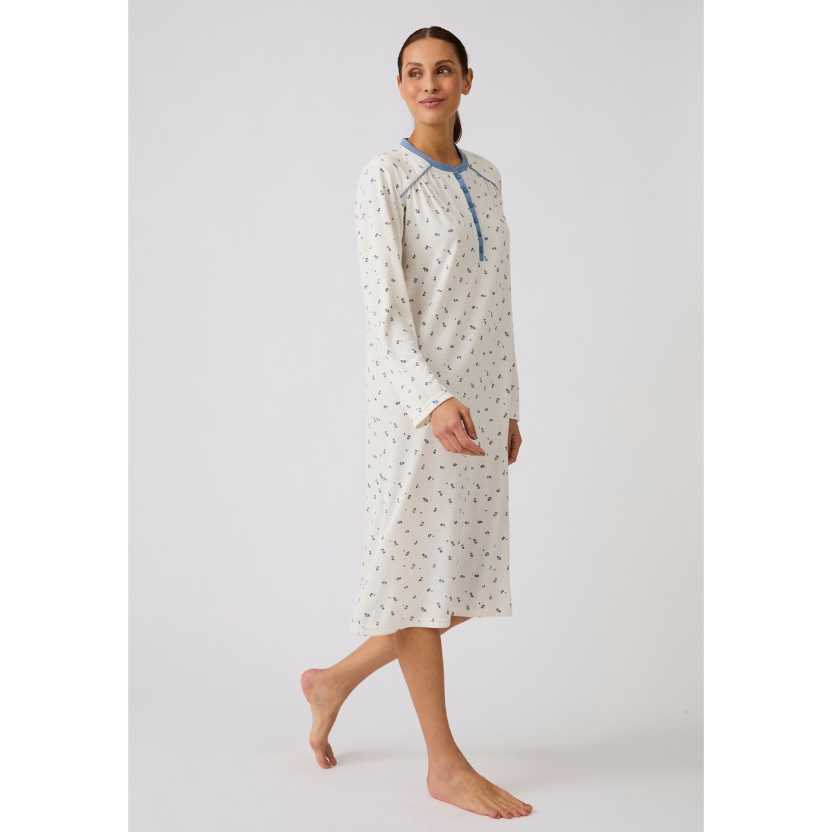 Chemise de nuit Thermolactyl chauffe-épaules blanc fleuri, DAMART