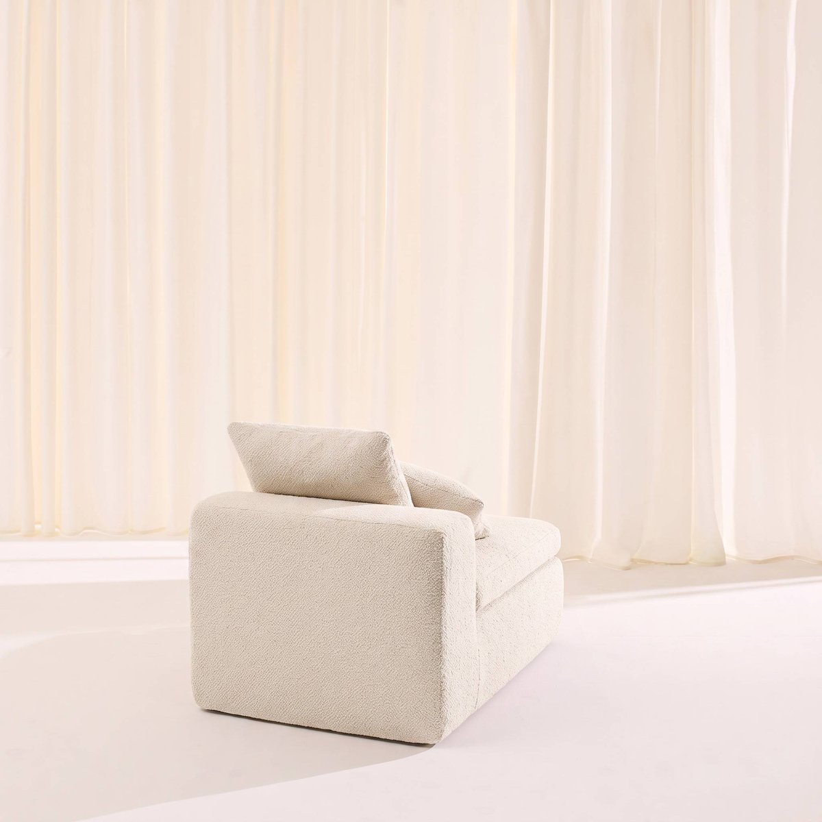 Fauteuil compressé pour canapé modulable tissu chenille 1 place MOVI blanc, SWEEEK