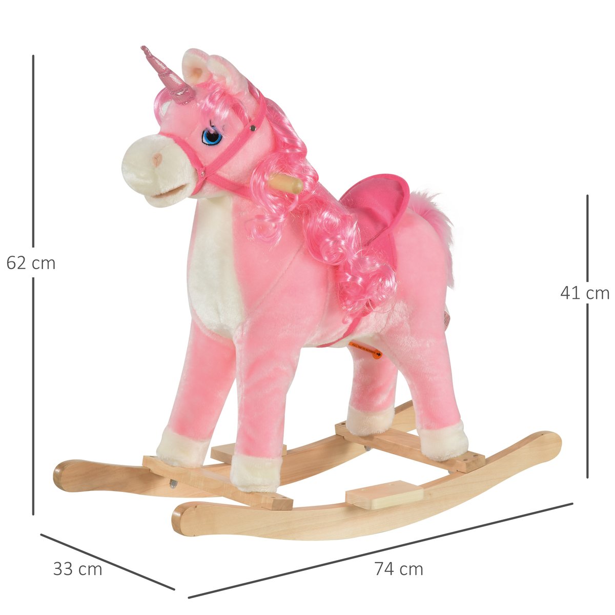 Cheval à bascule pour enfants Bois Rose rose, HOMCOM