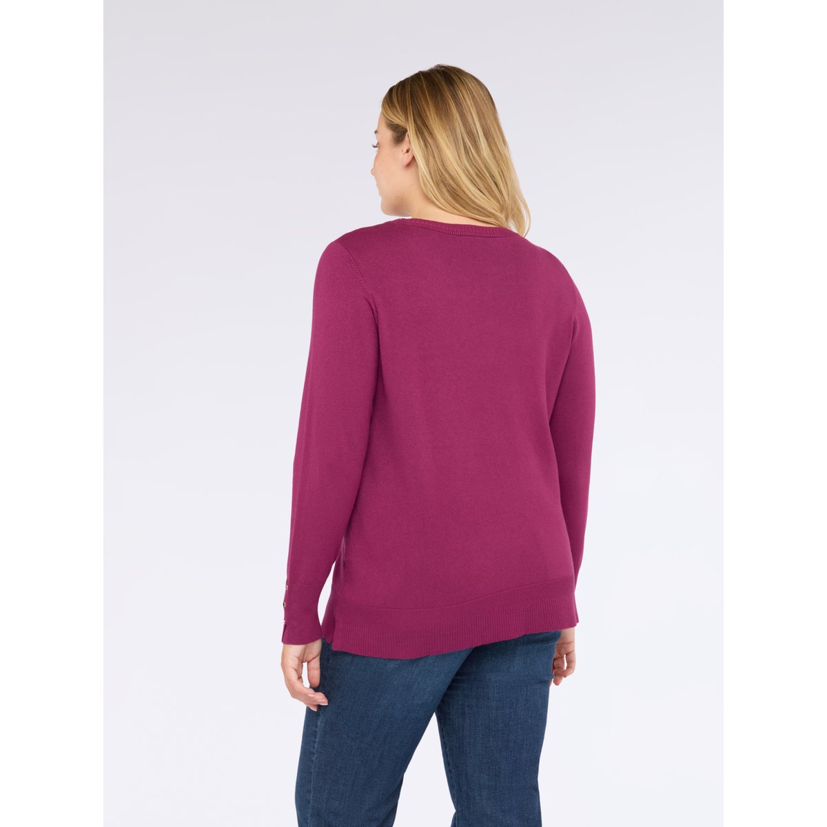 Pull col rond avec boutons aux poignets burgundy, FIORELLA RUBINO