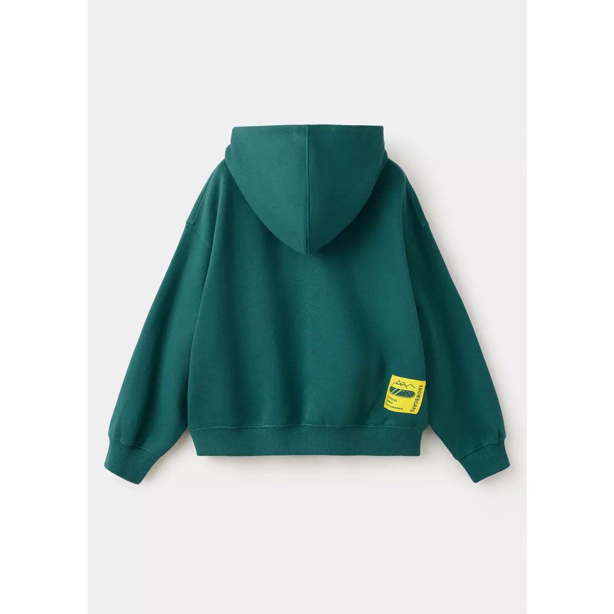 Sweat à capuche en coton inscription imprimée vert billard, MANGO KIDS