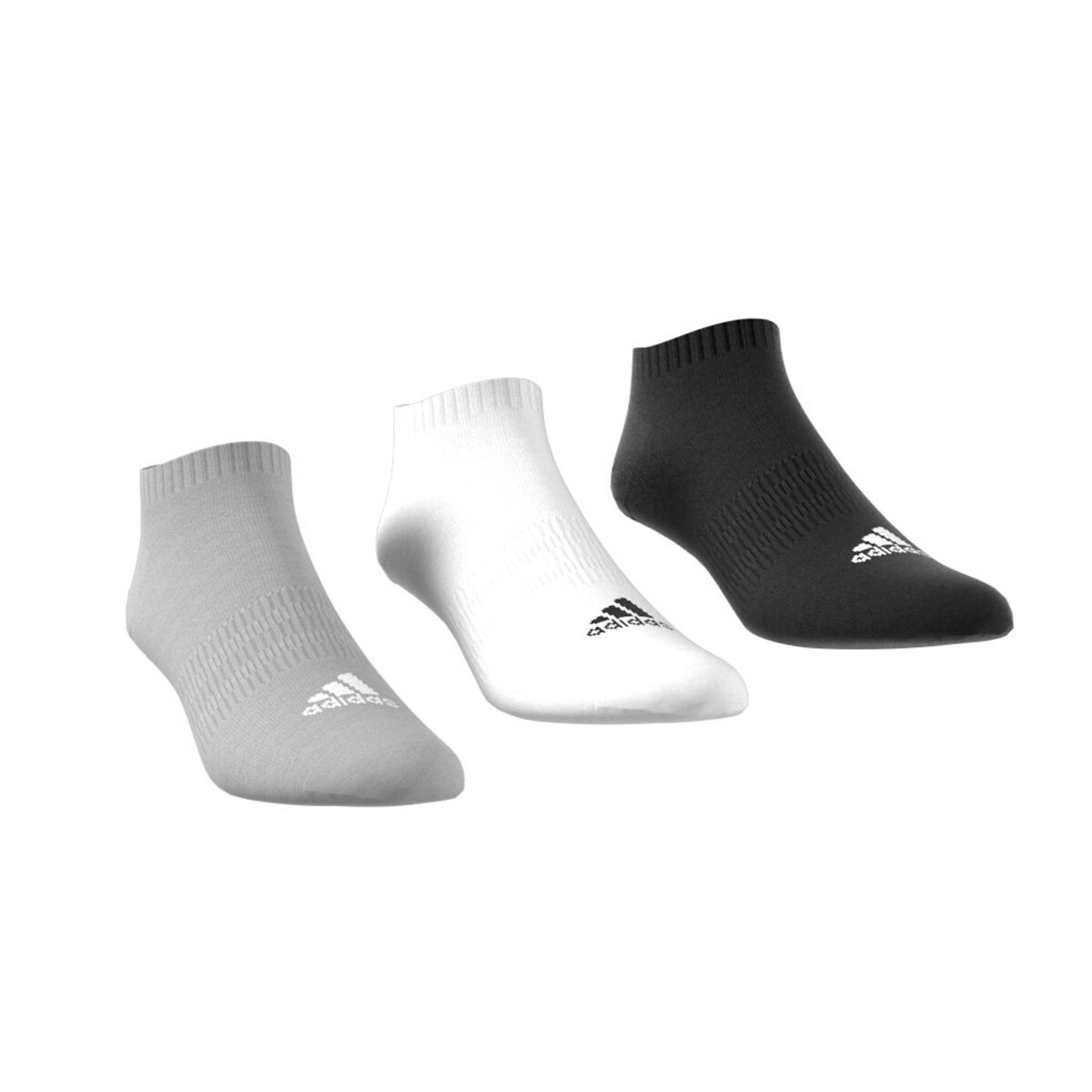 Lot de 3 paires de socquettes matelassées noir + blanc + gris, adidas Performance