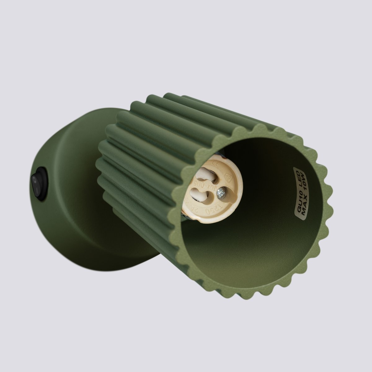Applique Aluminium Vert Olive GU10 1 Karbon Switch vert, EDEN