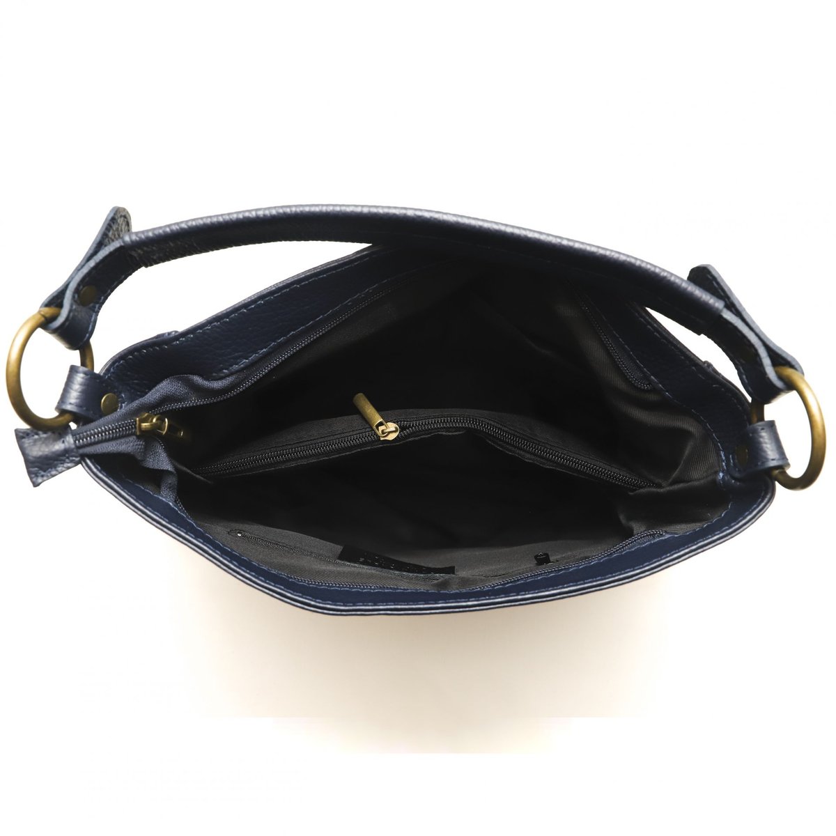 Sac à main en cuir grainé italien SETE B bleu marine, OH MY BAG
