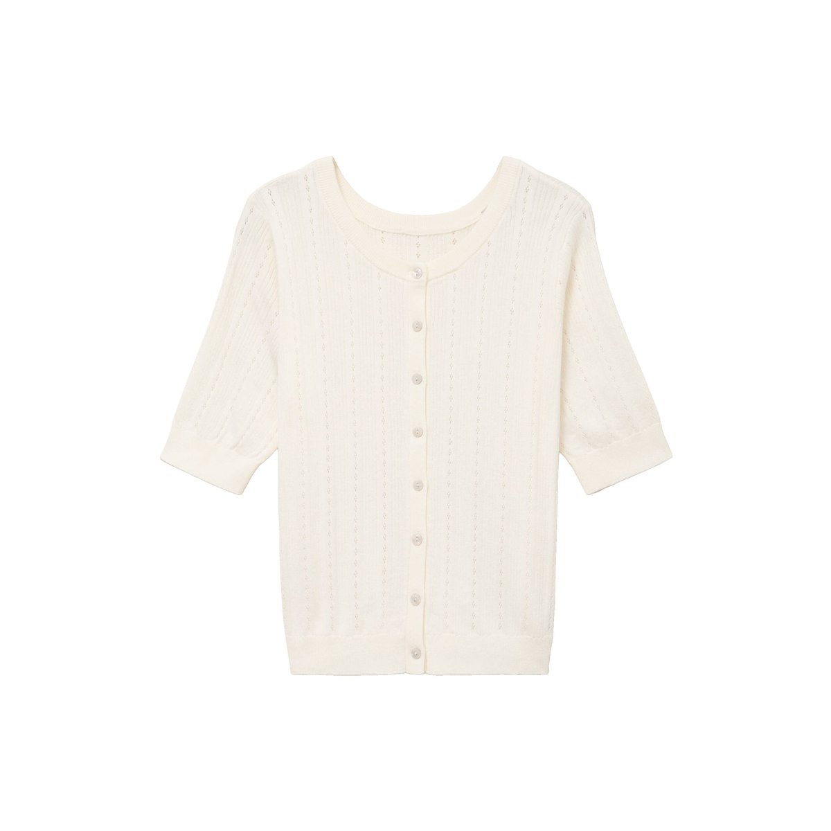 Gilet manches coude col rond ecru, BONOBO