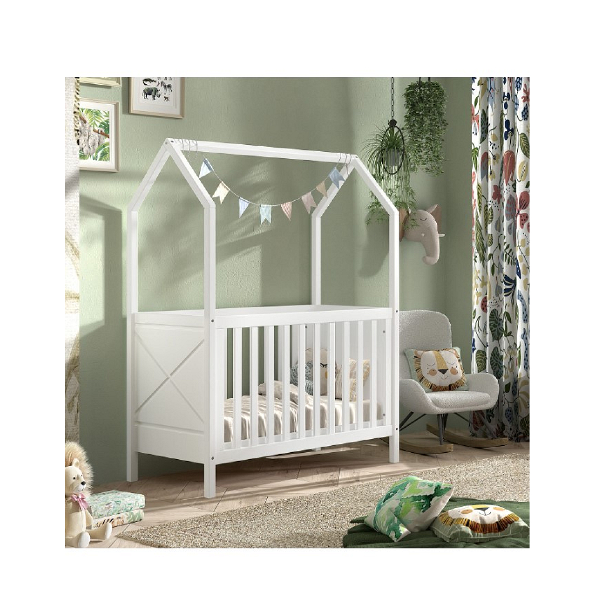 Lit bébé Scott 60 x 120 cm coloris blanc couleur unique, VIPACK