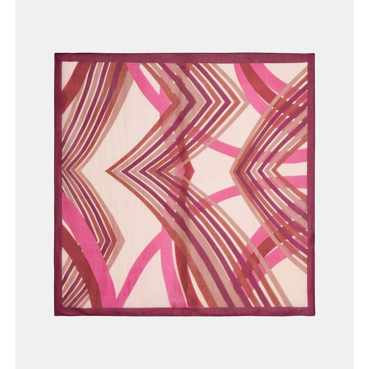 Carré de soie lasha à rayures croisées rose et rouge, GALERIES LAFAYETTE
