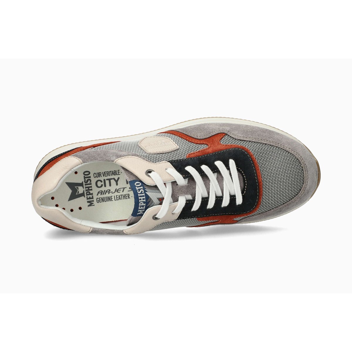 Baskets en cuir textile GARCIA AIR gris 514, MEPHISTO