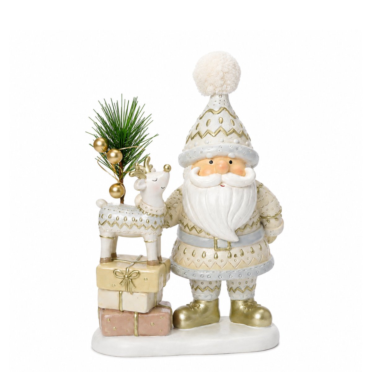 Figurine père Noël à led décorative artificielle H23 ELFIE beige, SIA