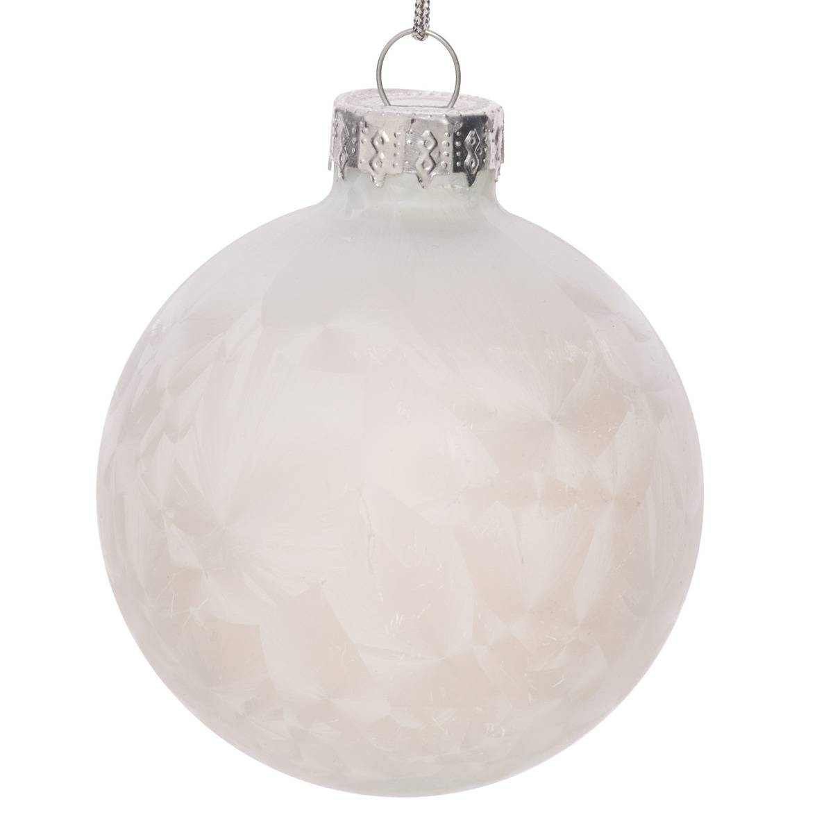 Boule de Noël en verre givré blanc D. 80 mm blanc, FEERIC LIGHTS & CHRISTMAS
