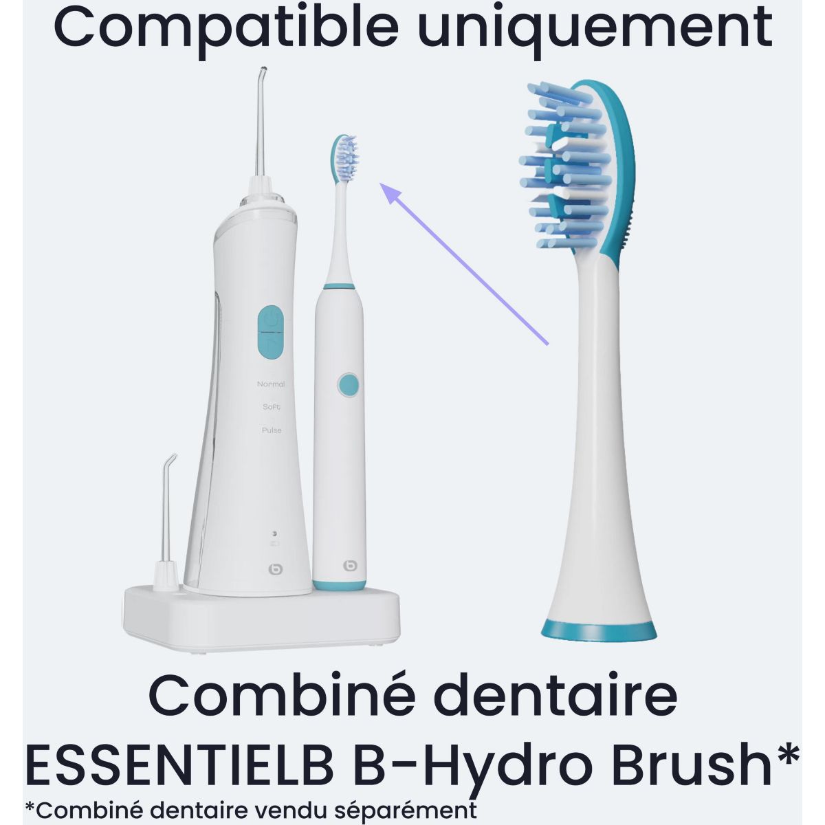 Brossette dentaire 4 brossettes pour combiné dentaire Essb couleur unique, ESSENTIEL B