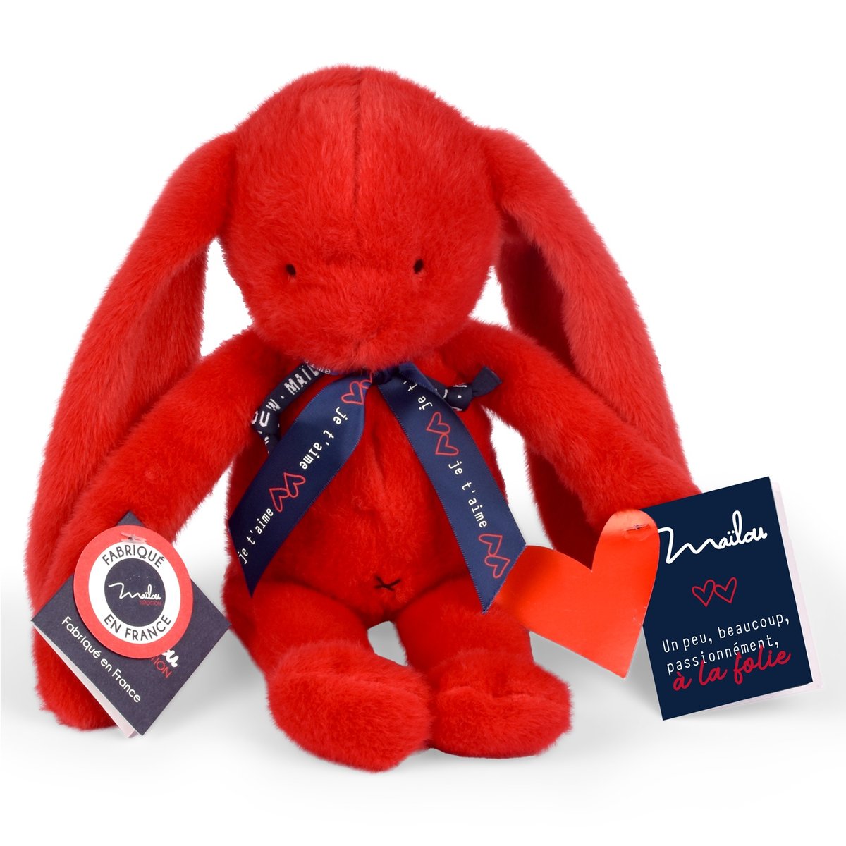 Peluche Lapin MELOE 37 cm rouge passion, MAILOU TRADITION