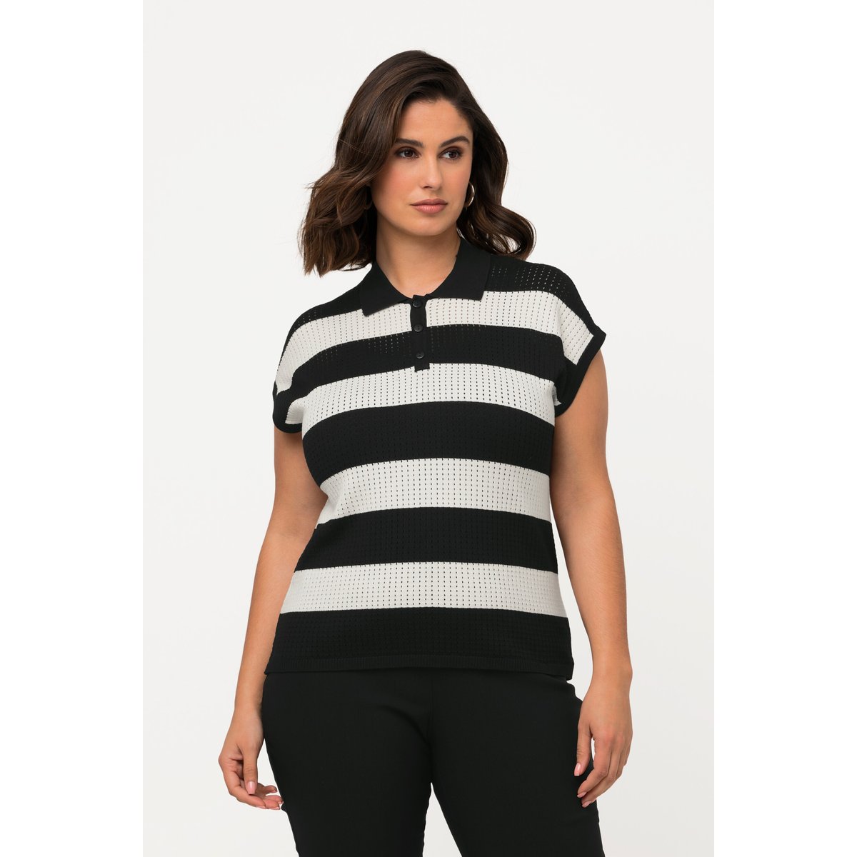 Pull sans manches à col polo noir, ULLA POPKEN