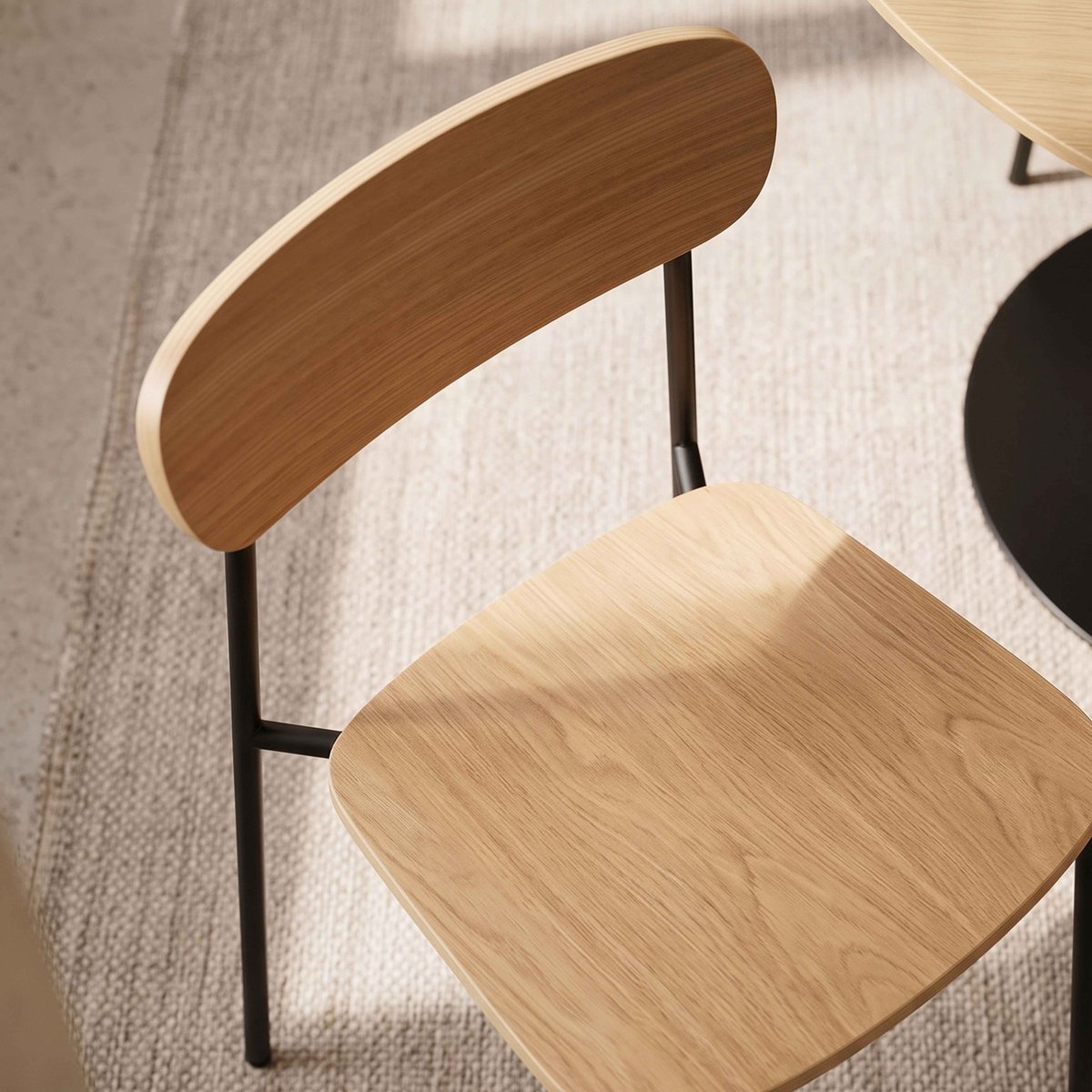 Lot de 2 chaises en métal et bois, LILA noir, OVIALA