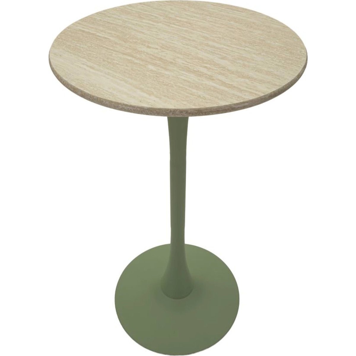 Table de bar ronde plateau et piètement en fer crème, RECOLLECTION