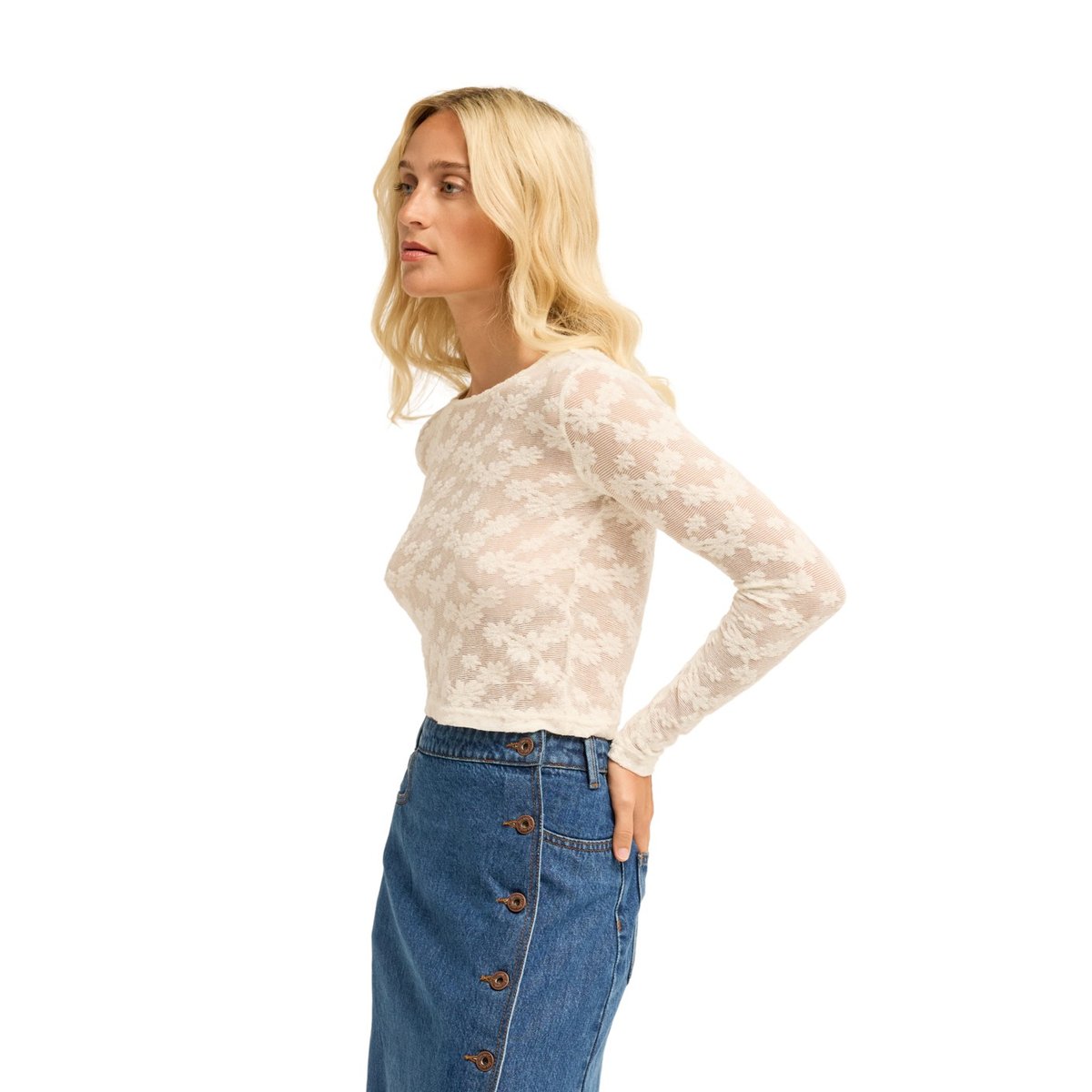 Haut en maille côtelée WAY OUT LACE blanc salt crystal, BILLABONG
