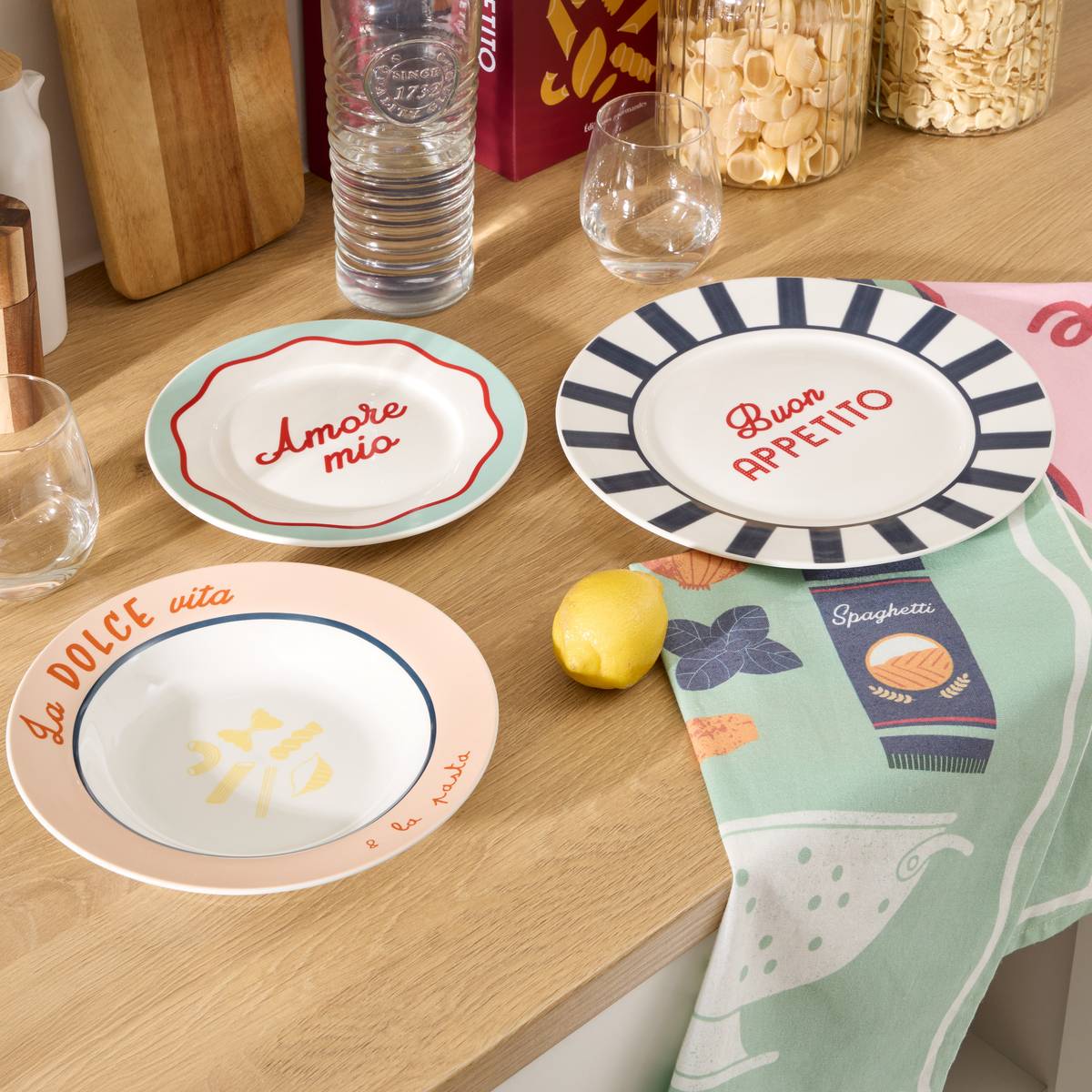 Lot de 6 assiettes D22cm DELLA PASTA multicolore, ATMOSPHERA