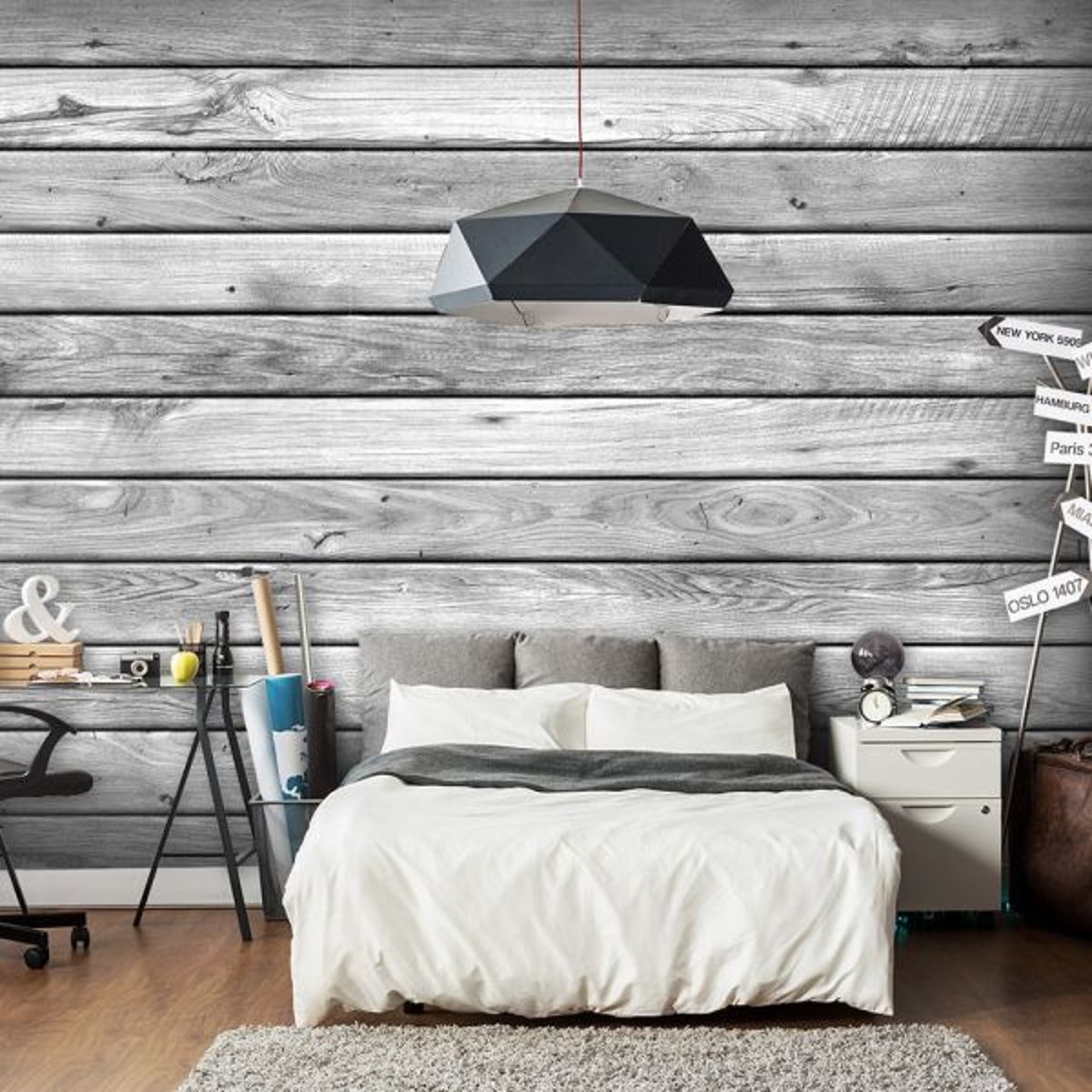 Papier peint intissé panoramique Leaden Dawn gris / argent, EDEN