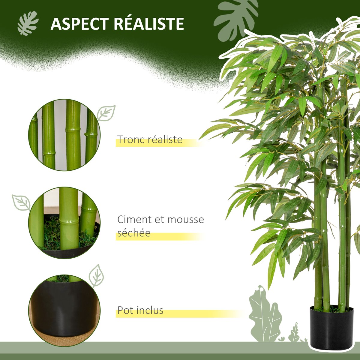 Bambou artificiel PE Vert vert, HOMCOM