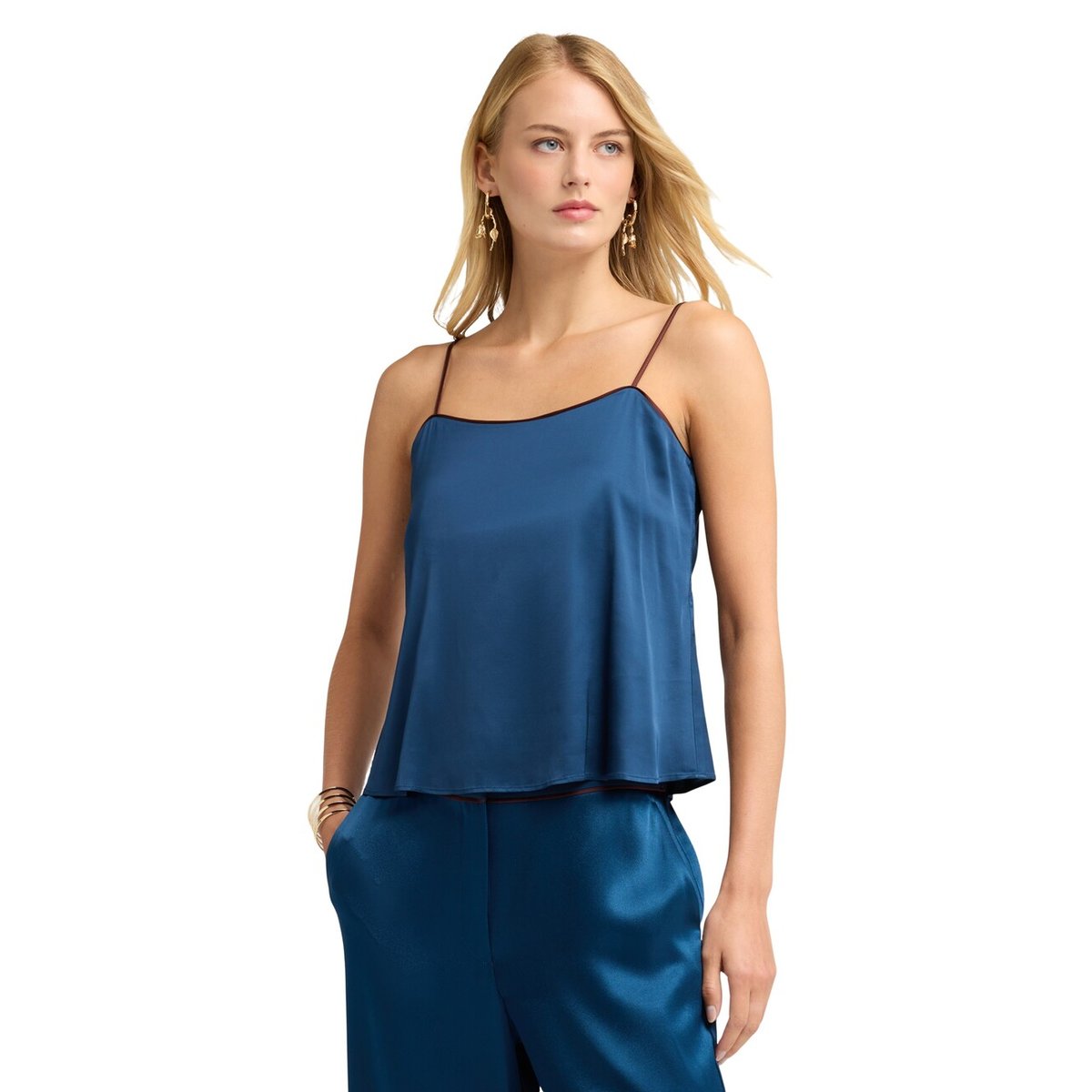 Top avec bordures contrastées bleu, MOTIVI