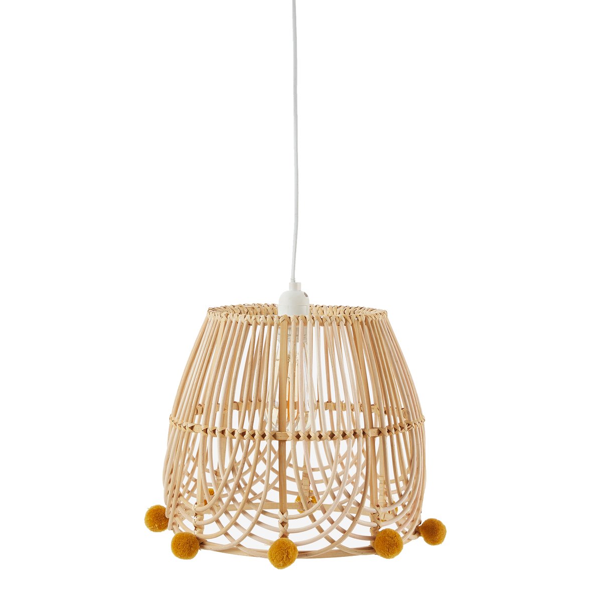 Abat-jour pour suspension pompons en rotin marron, VERTBAUDET