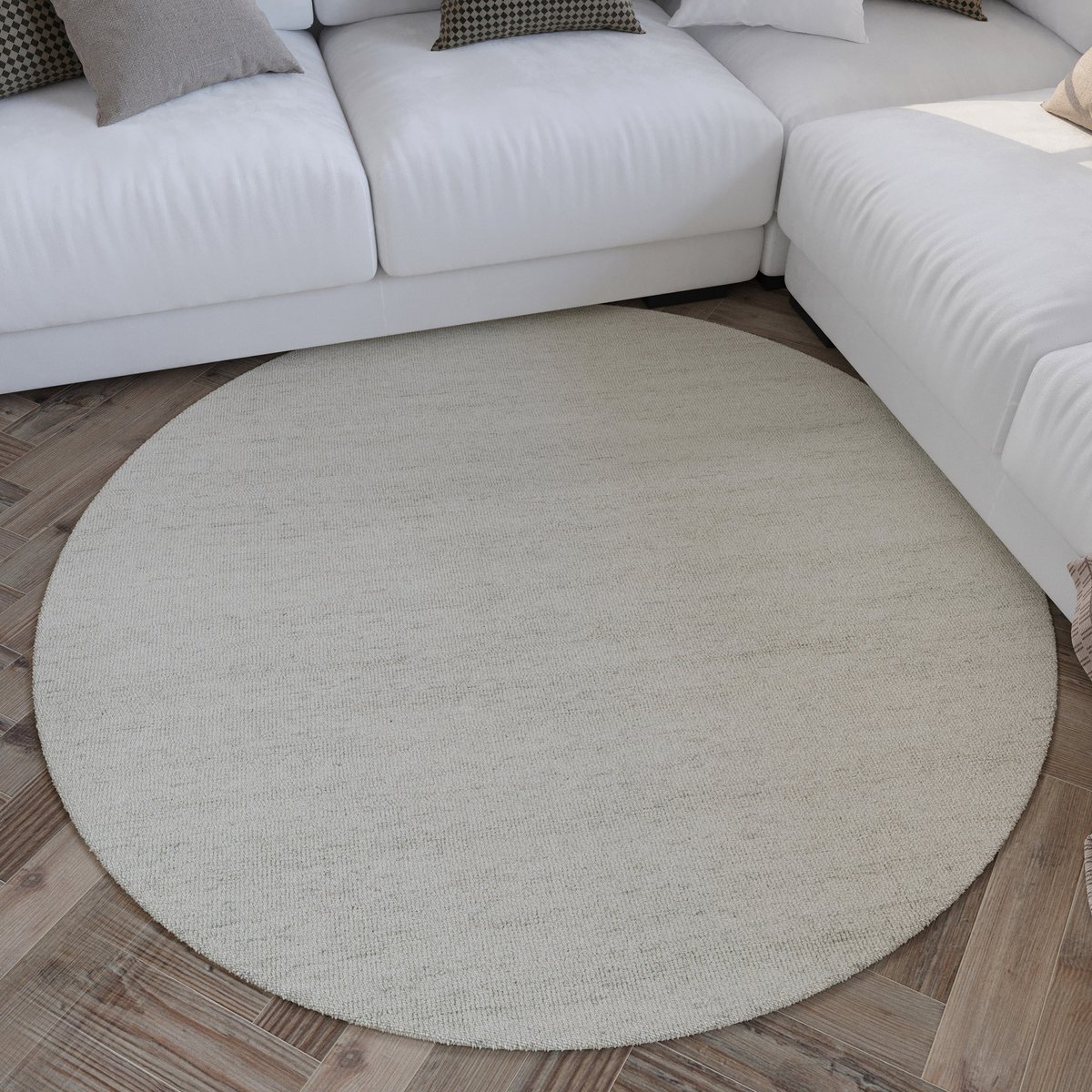 Tapis rond en laine tufté main , HAMPTONS SIXTEEN ivoire chiné, WECON HOME