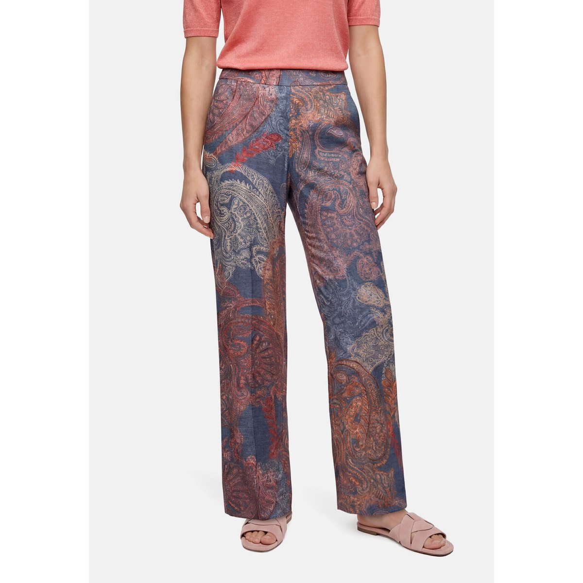 Pantalon Marlene à taille élastique bleu/rouge, BETTY BARCLAY