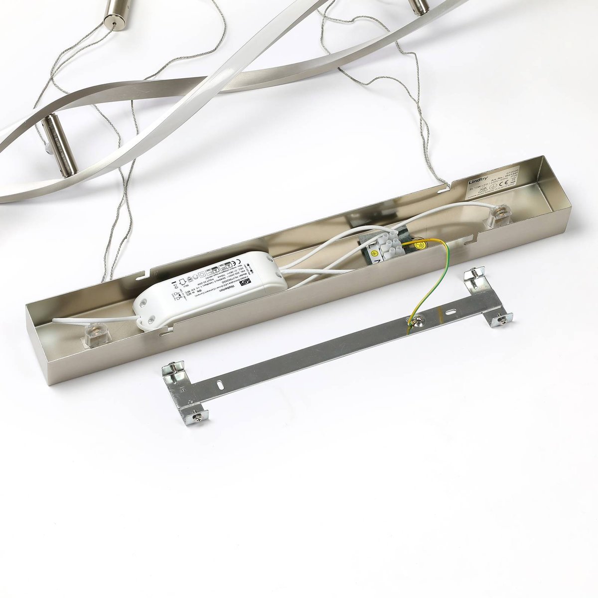 Suspension moderneLED, Auron nickel satiné, blanc, LINDBY
